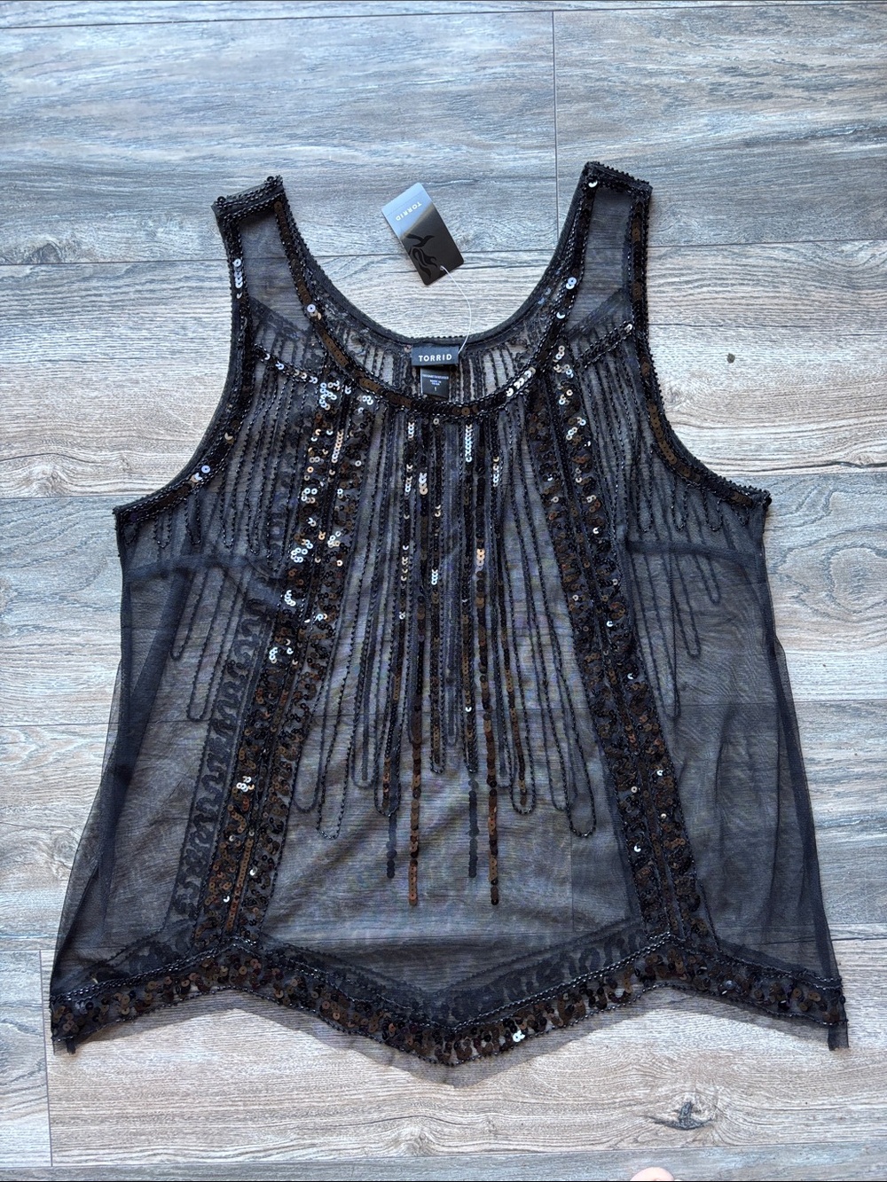 torrid Black Sheer Sequin Beaded Mesh Camisole